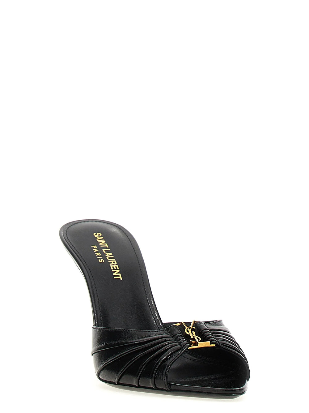 Saint Laurent Black Lamb Leather Stiletto Heel Sandals - EU39.5/US9.5