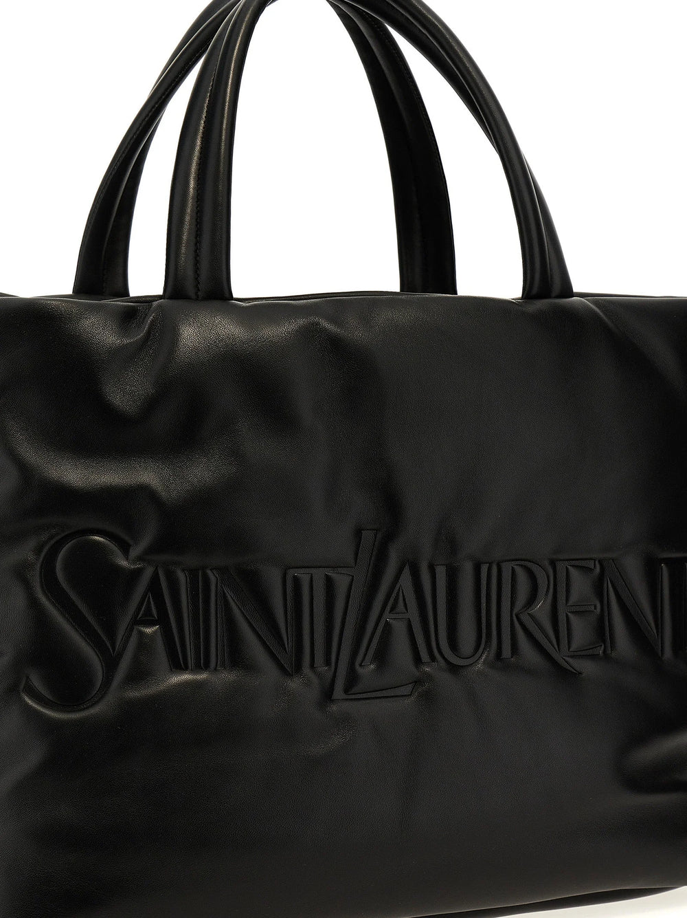 Saint Laurent Black Lamb Leather Tote Bag