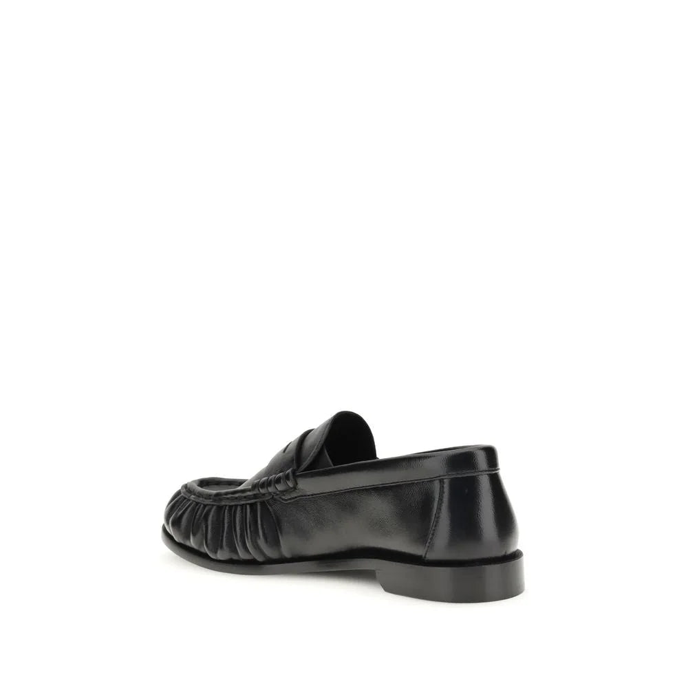Saint Laurent Black Lamb Ovis Aries Aries Slip-On Loafers - EU39/US9