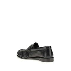 Saint Laurent Black Lamb Ovis Aries Aries Slip-On Loafers - EU39/US9