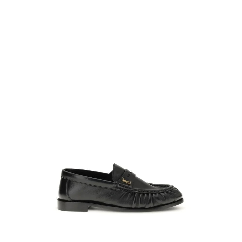 Saint Laurent Black Lamb Ovis Aries Aries Slip-On Loafers - EU39/US9