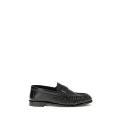 Saint Laurent Black Lamb Ovis Aries Aries Slip-On Loafers - EU39/US9