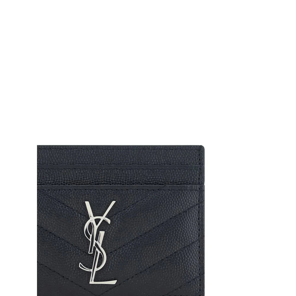 Saint Laurent Black Leather Card Holder - Card Cases