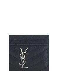 Saint Laurent Black Leather Card Holder - Card Cases