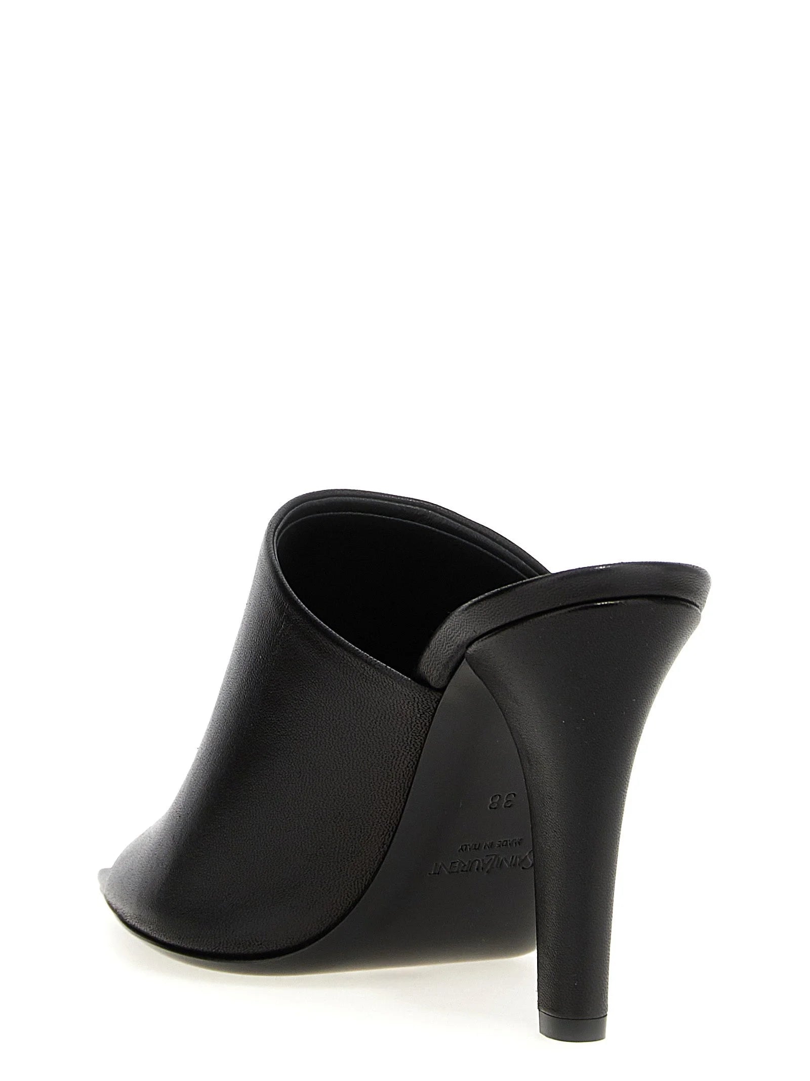 Saint Laurent Black Leather Stiletto Heel Sandals - EU38.5/US8.5
