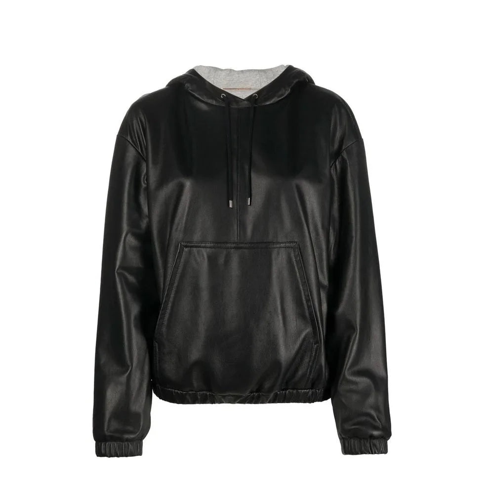 Saint Laurent Black Leather Tank Tops