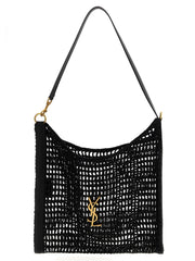 Saint Laurent Black Raffia Shoulder Bag