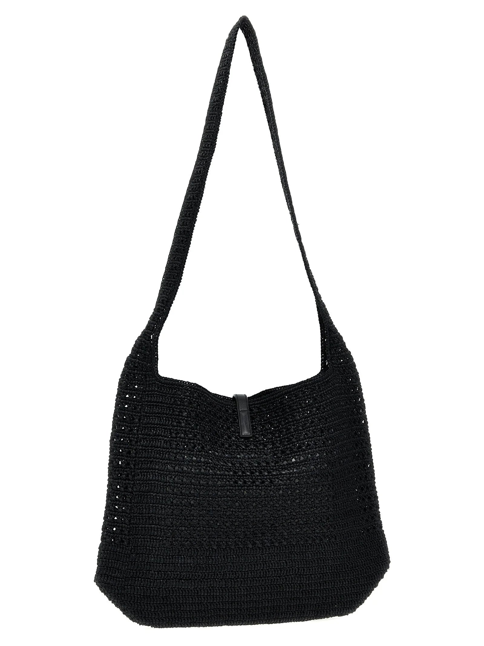 Saint Laurent Black Raffia Tote Bag