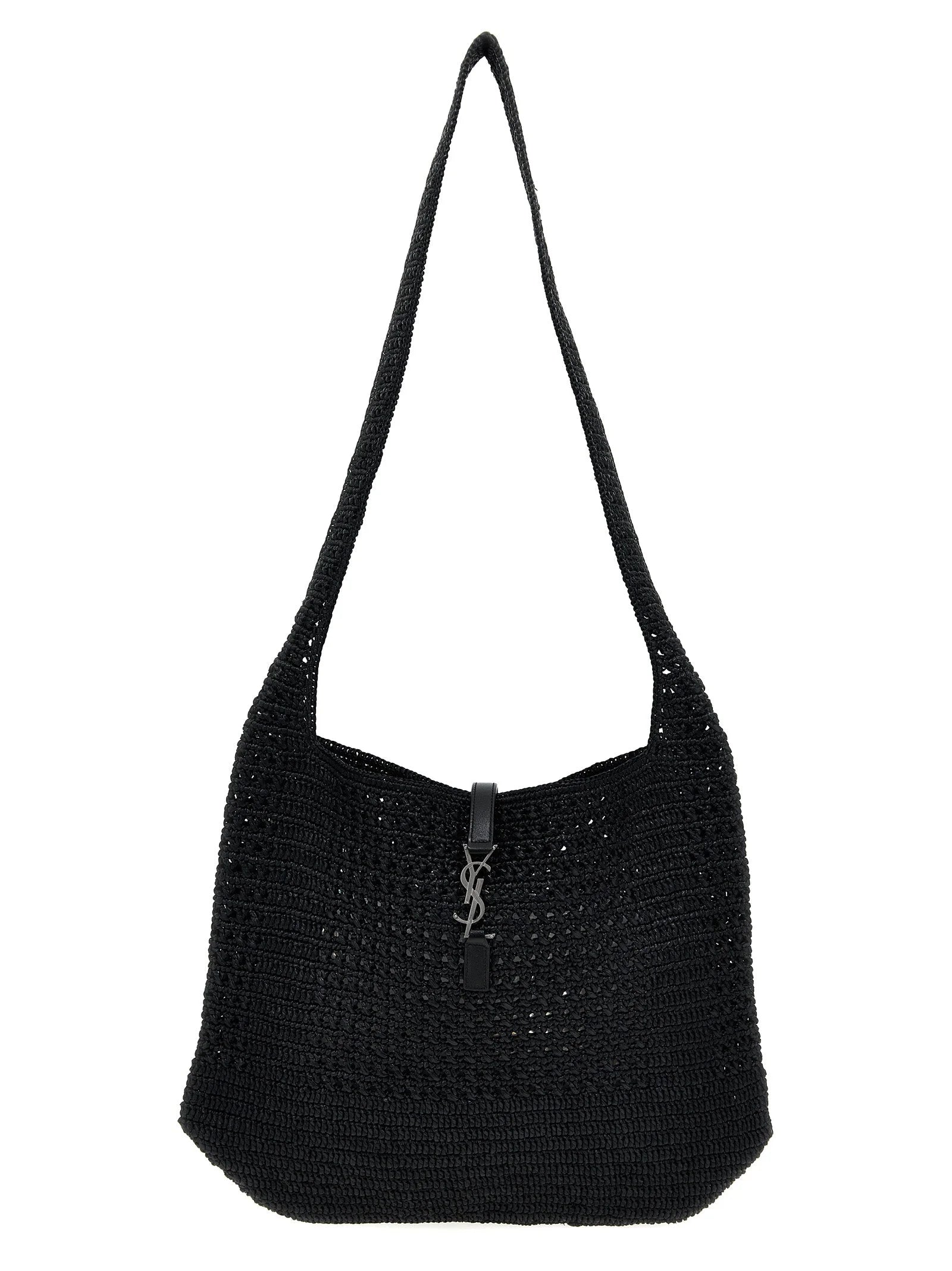 Saint Laurent Black Raffia Tote Bag