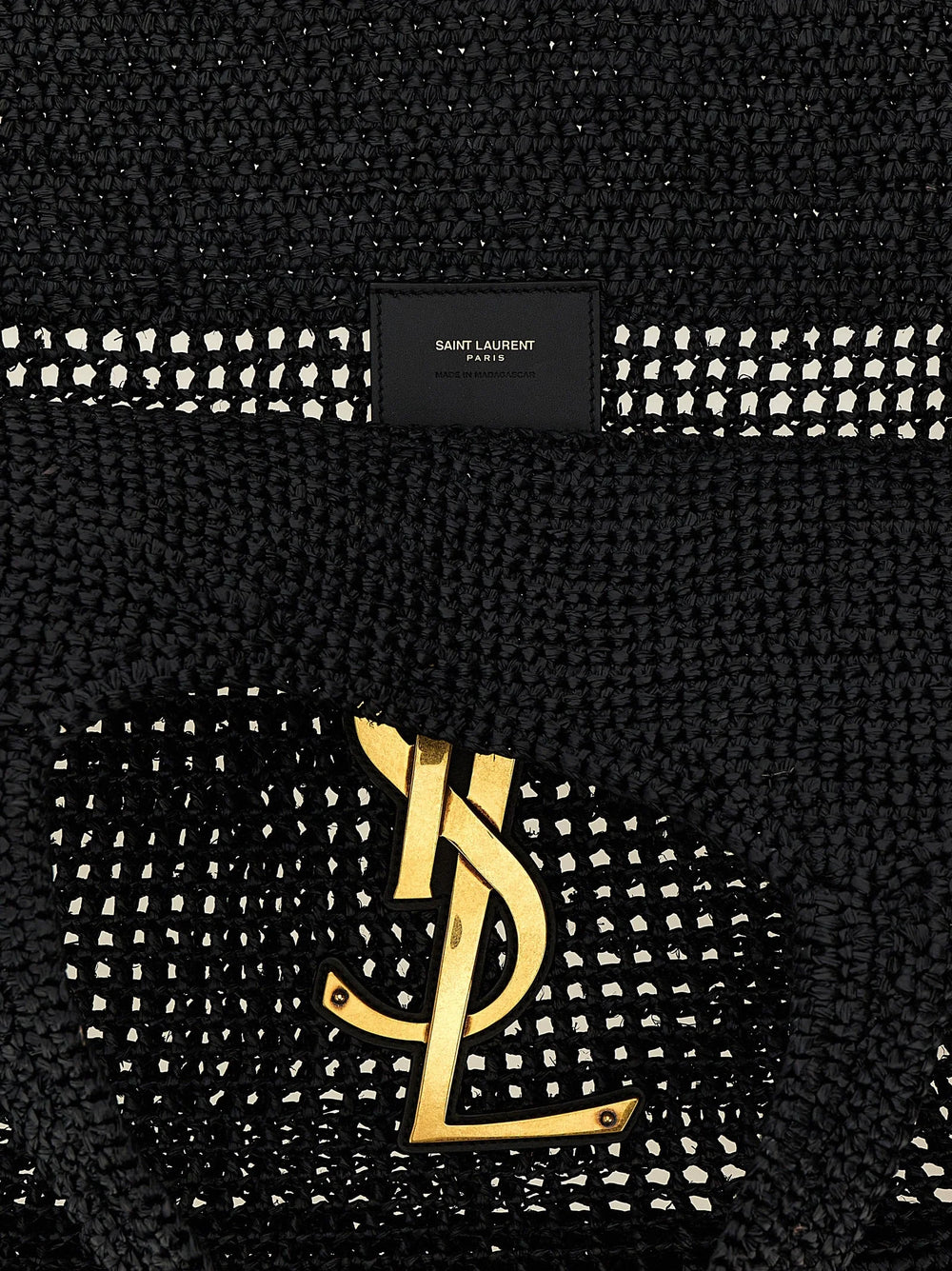 Saint Laurent Black Raffia Tote Bag