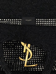 Saint Laurent Black Raffia Tote Bag