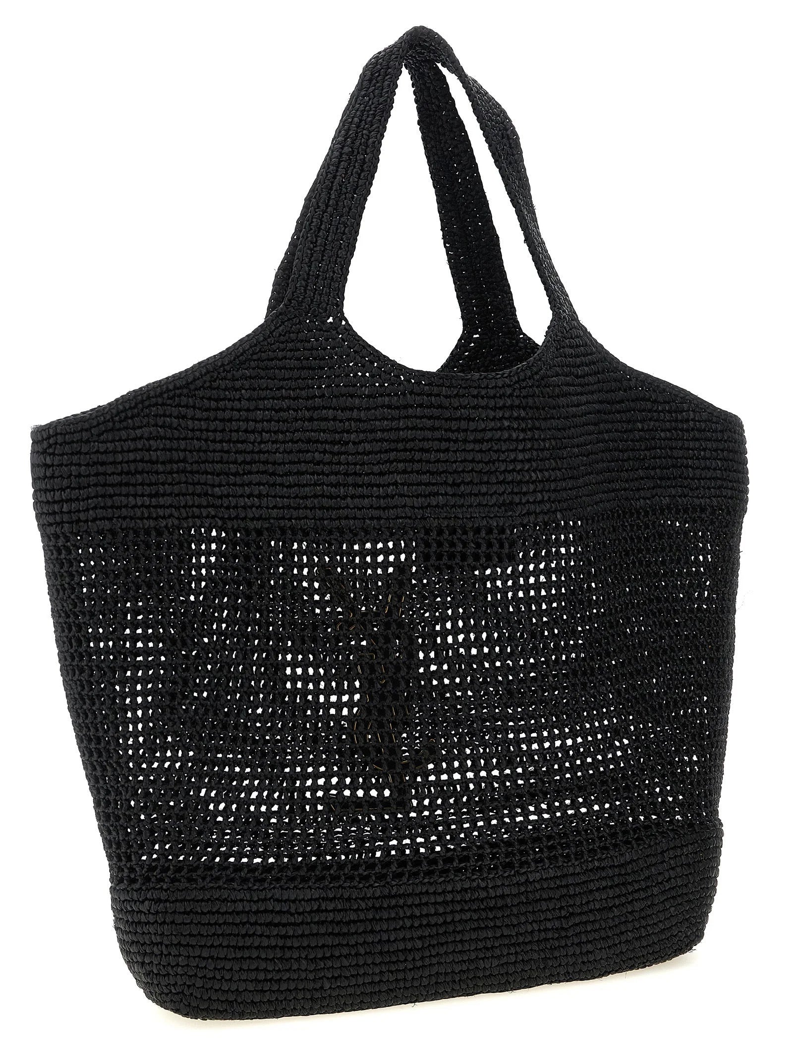 Saint Laurent Black Raffia Tote Bag