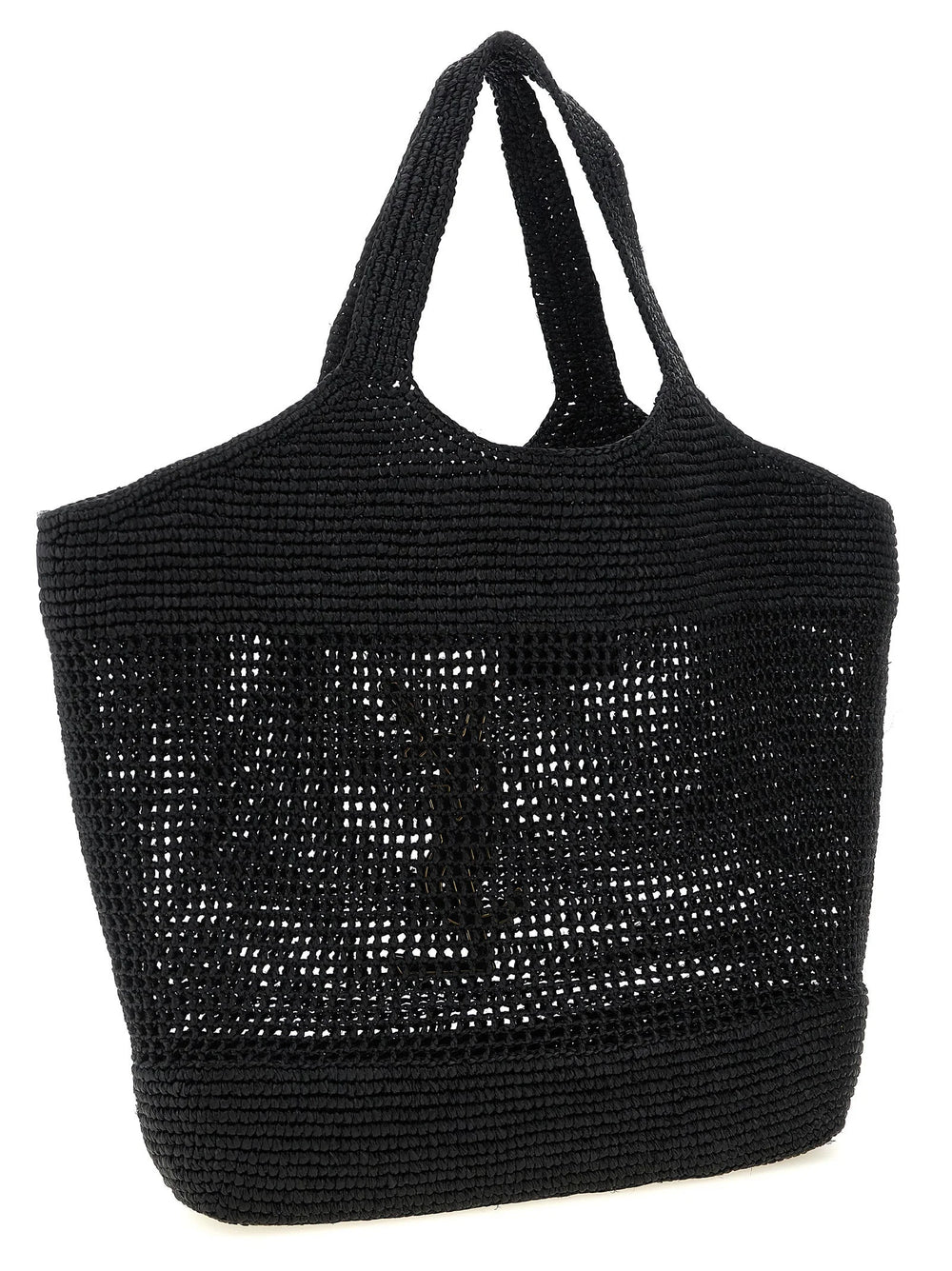 Saint Laurent Black Raffia Tote Bag