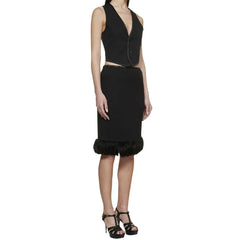 Saint Laurent Black Silk Midi Skirt - 42