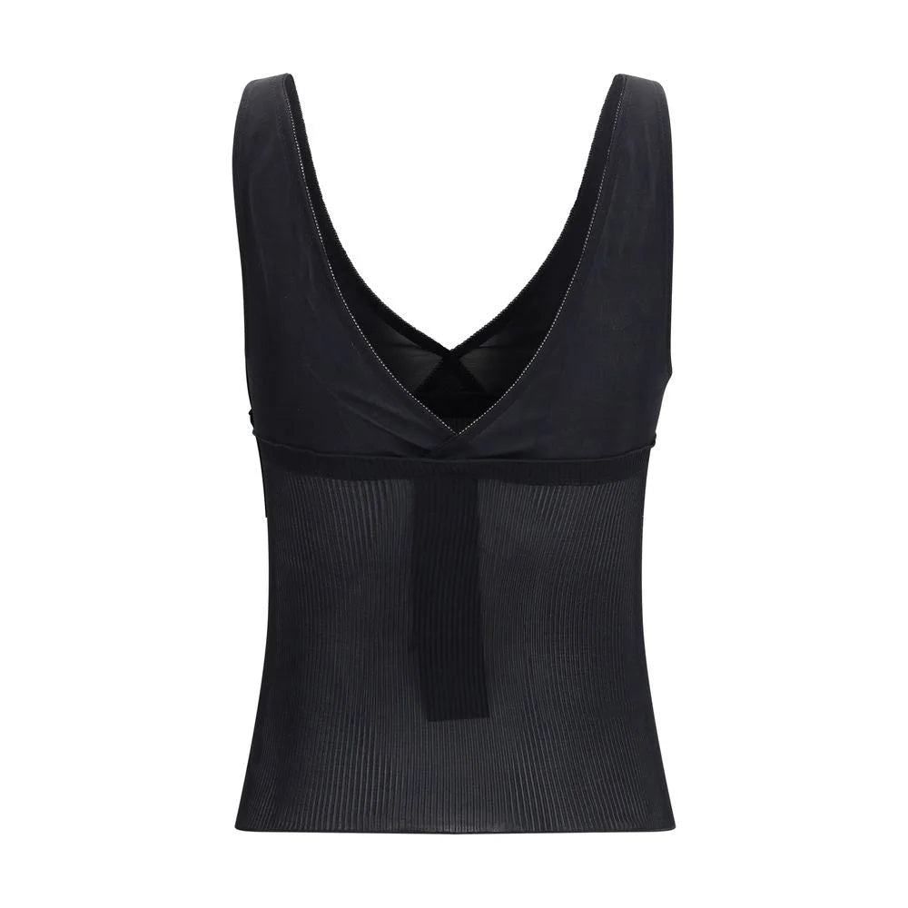Saint Laurent Schwarz Seide Ärmelloses T-Shirt