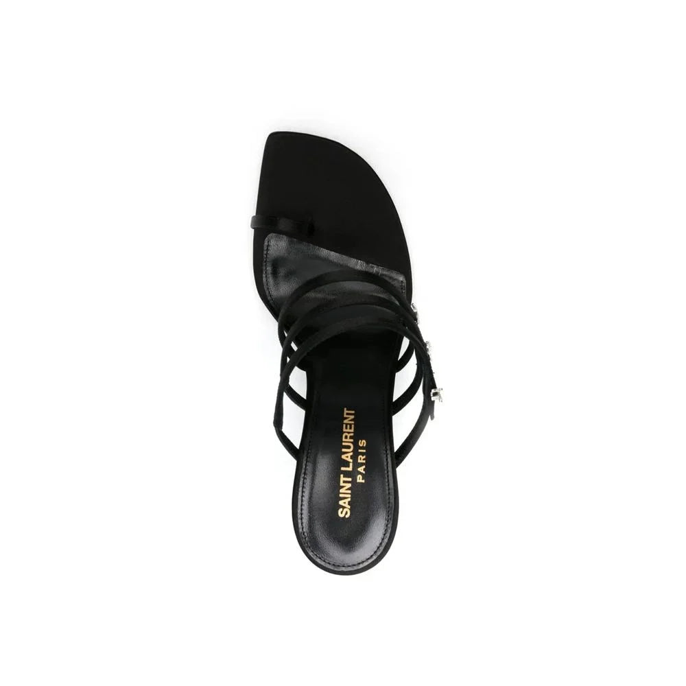 Saint Laurent Black Silk Stiletto Heel Sandals - EU36.5/US6.5