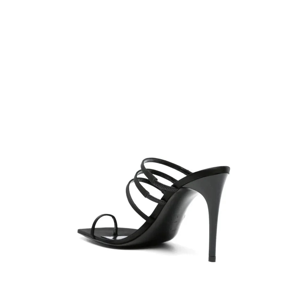 Saint Laurent Black Silk Stiletto Heel Sandals - EU36.5/US6.5