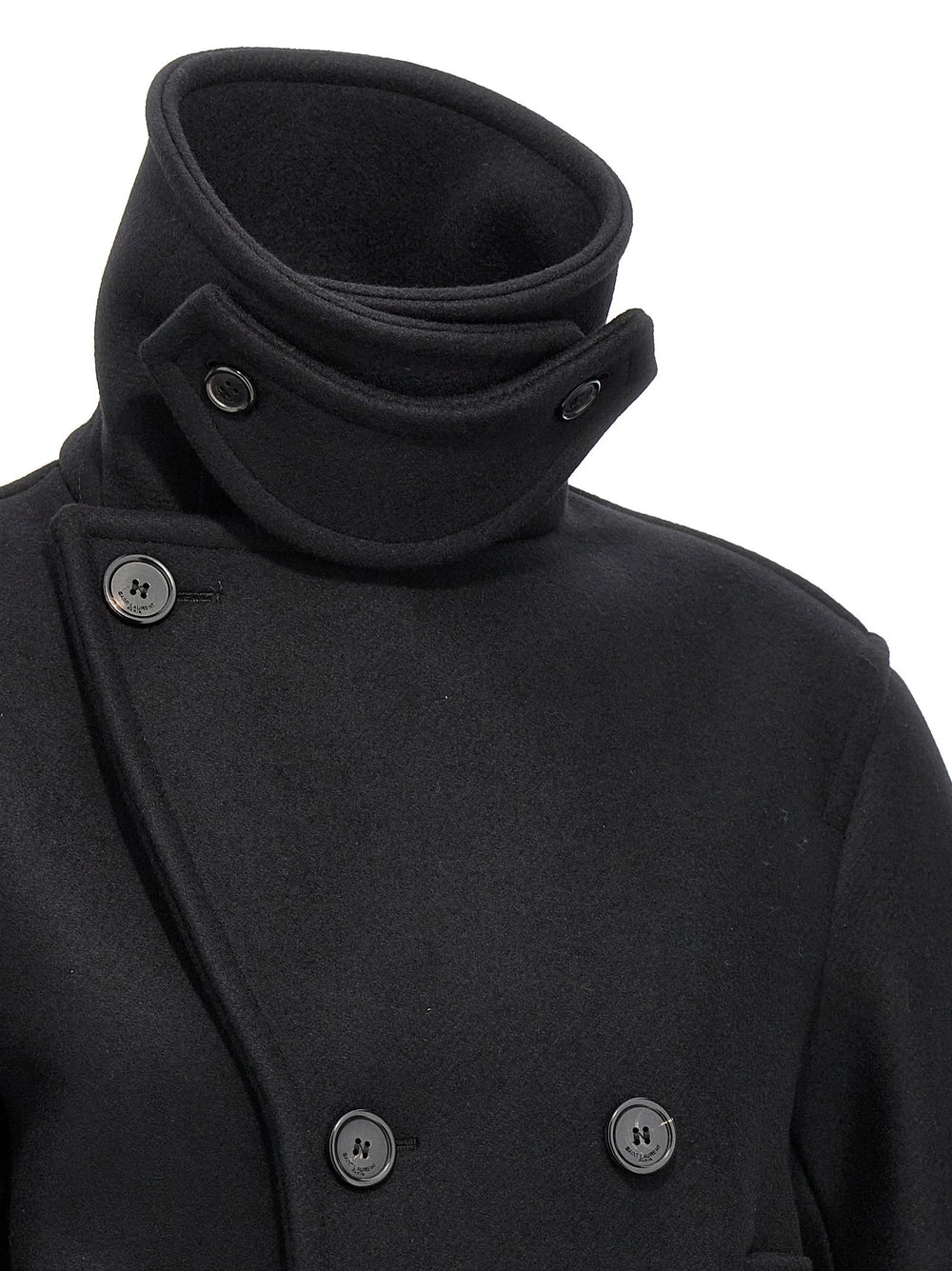 Saint Laurent Black Virgin Wool Coat - 2