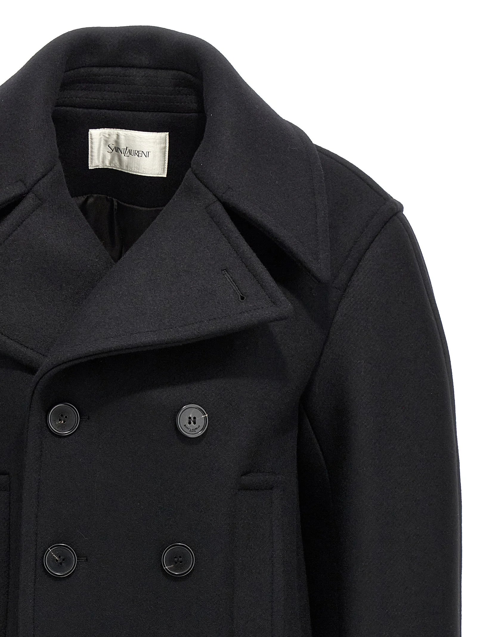 Saint Laurent Black Virgin Wool Coat - 2