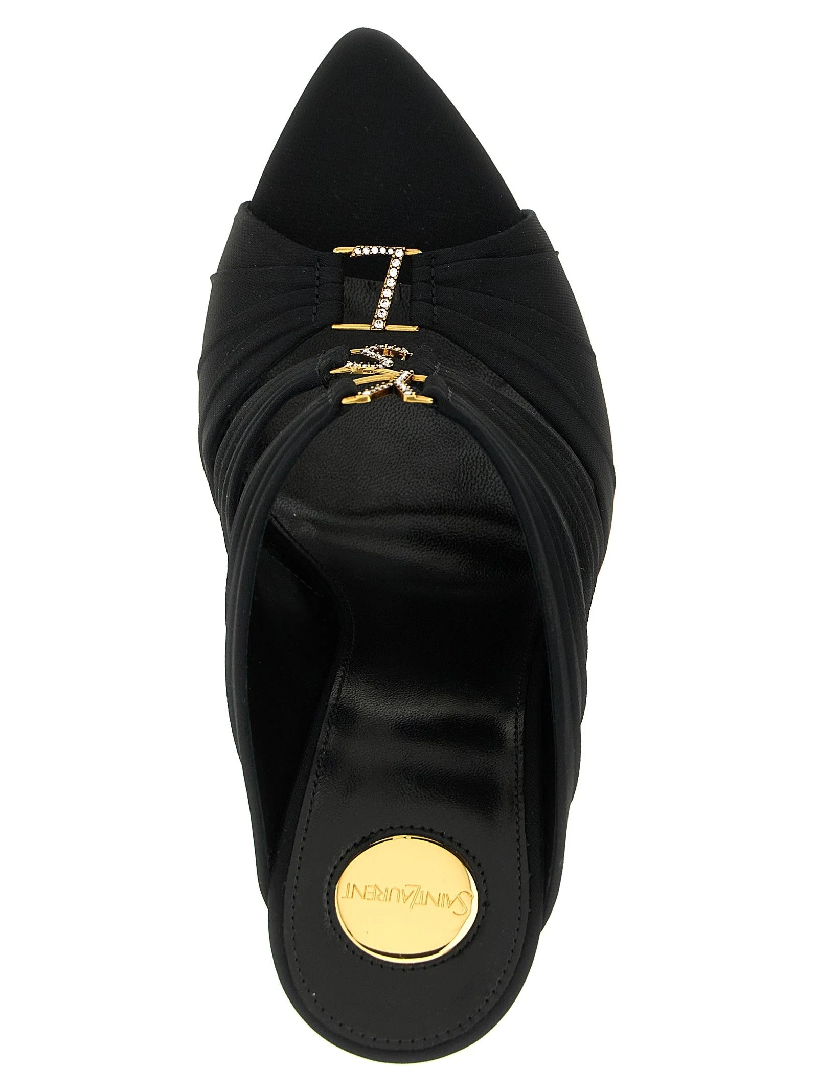 Saint Laurent Black Viscose Stiletto Heel Sandals