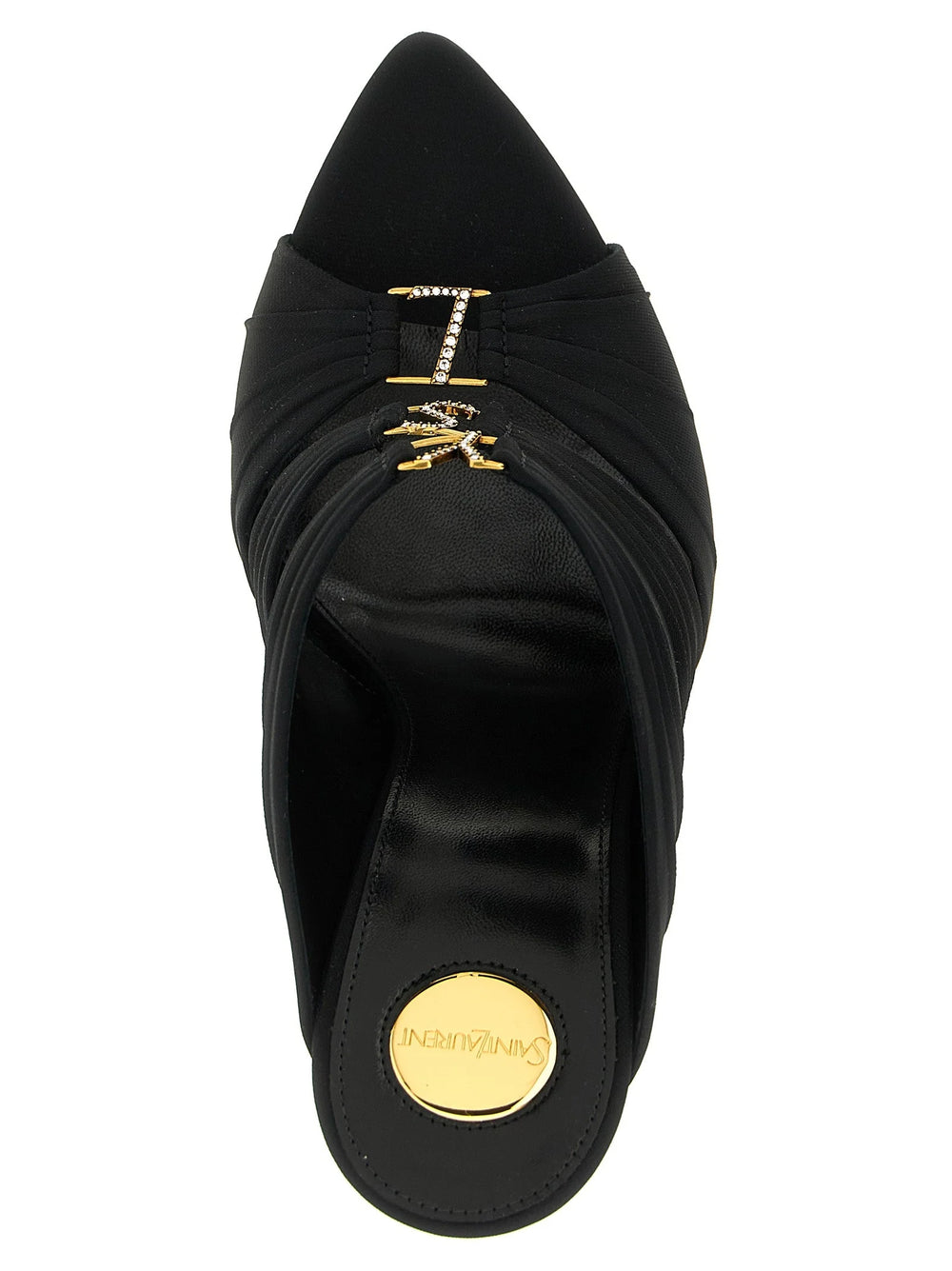 Saint Laurent Black Viscose Stiletto Heel Sandals