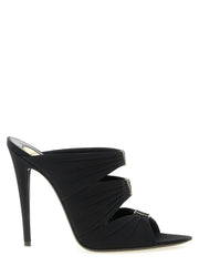 Saint Laurent Black Viscose Stiletto Heel Sandals