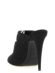 Saint Laurent Black Viscose Stiletto Heel Sandals