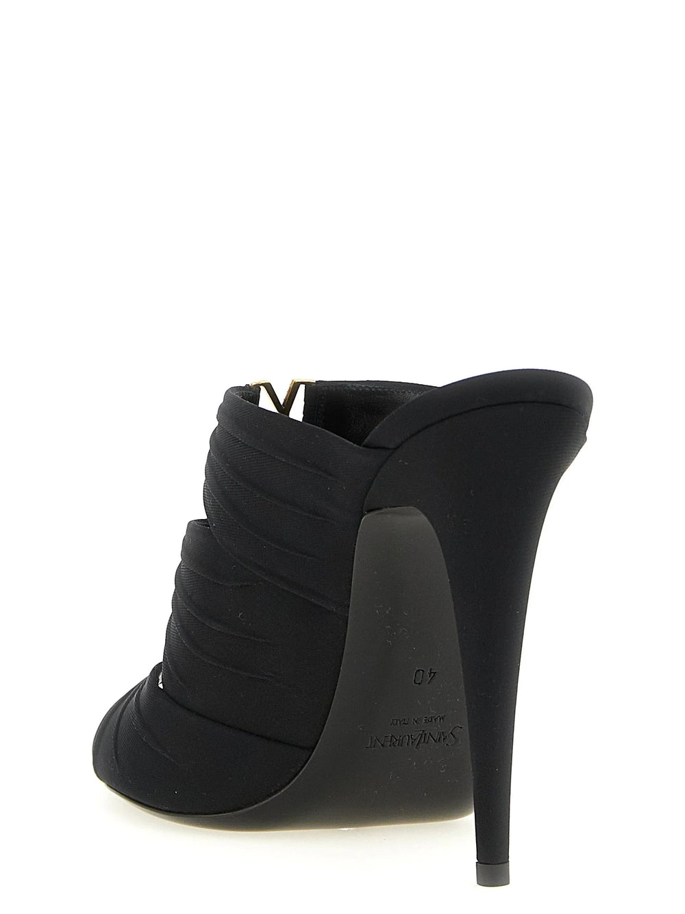 Saint Laurent Black Viscose Stiletto Heel Sandals - EU38/US8