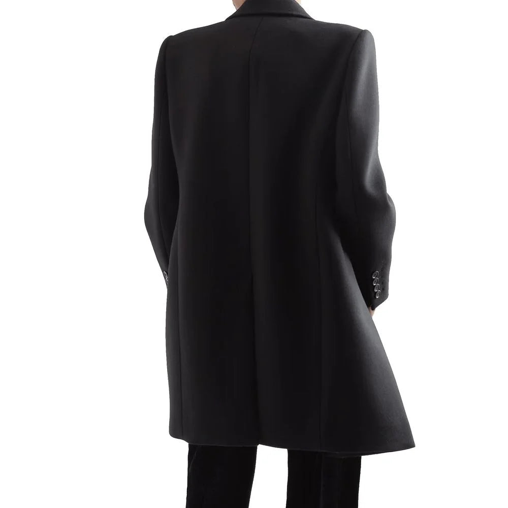 Saint Laurent Black Wool Coat - 48 | M