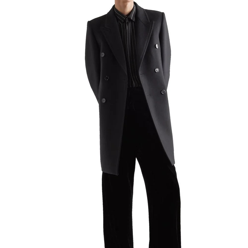 Saint Laurent Black Wool Coat - 48 | M