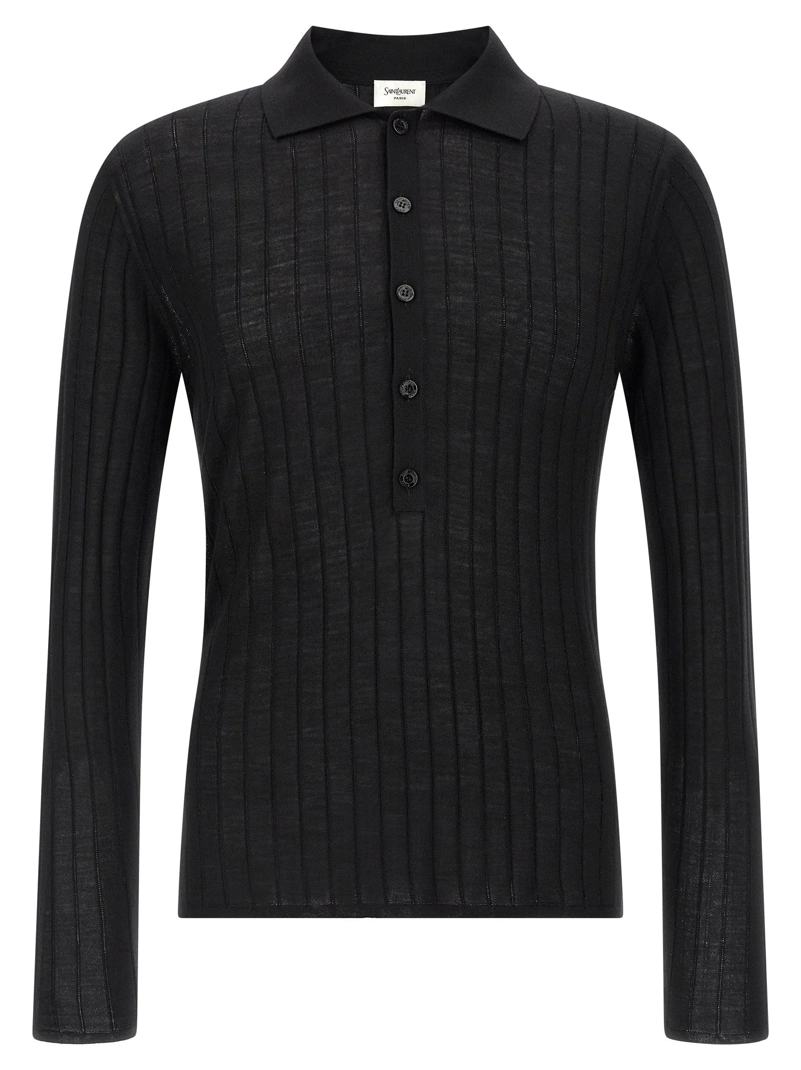 Saint Laurent Black Wool Polo Shirt