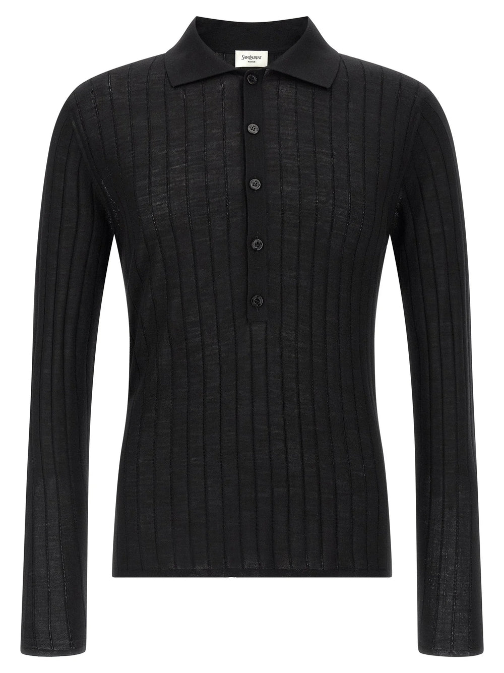 Saint Laurent Black Wool Polo Shirt
