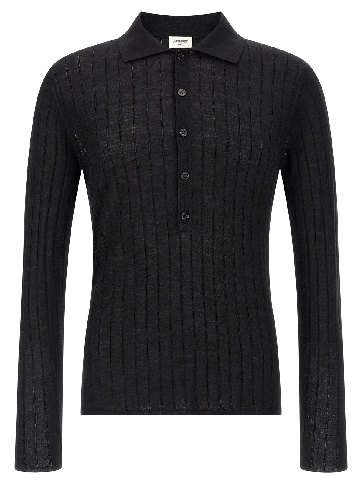 Saint Laurent Black Wool Polo Shirt