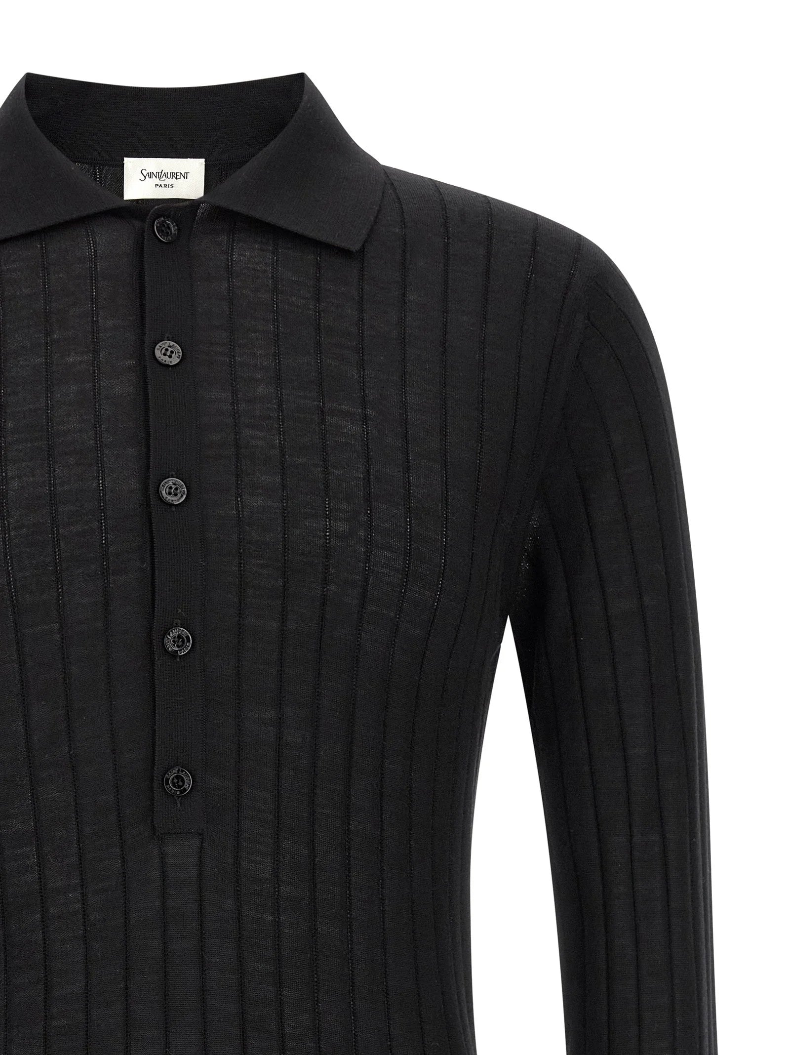 Saint Laurent Black Wool Polo Shirt