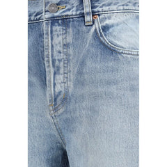 Saint Laurent Blue Cotton Cropped Jeans - 28