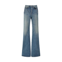 Saint Laurent Blue Cotton Flared Jeans - 27