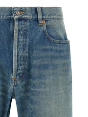 Saint Laurent Blue Cotton Straight-Leg Jeans