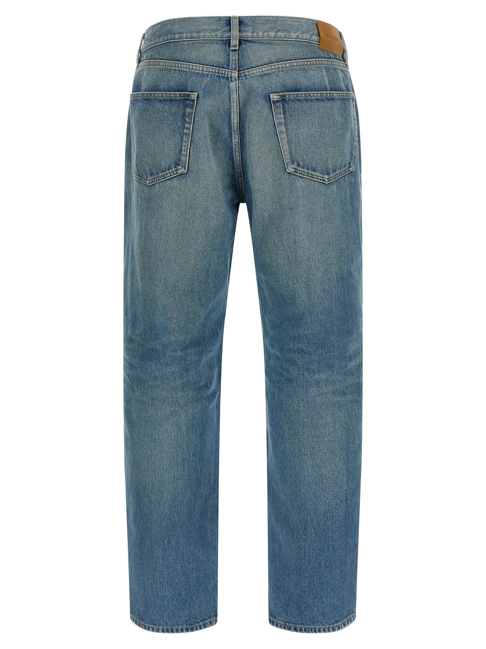 Saint Laurent Blue Cotton Straight-Leg Jeans