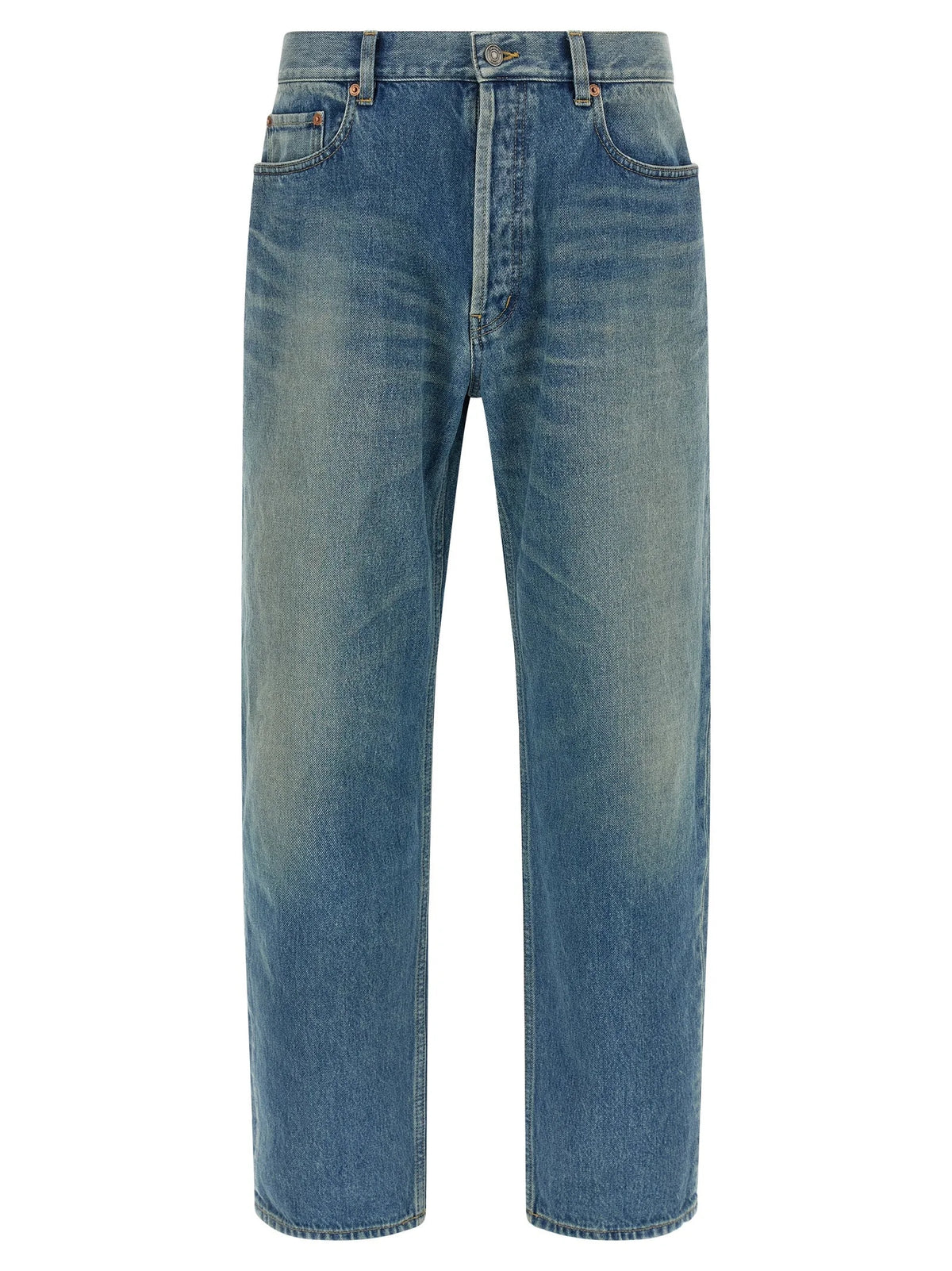 Saint Laurent Blue Cotton Straight-Leg Jeans