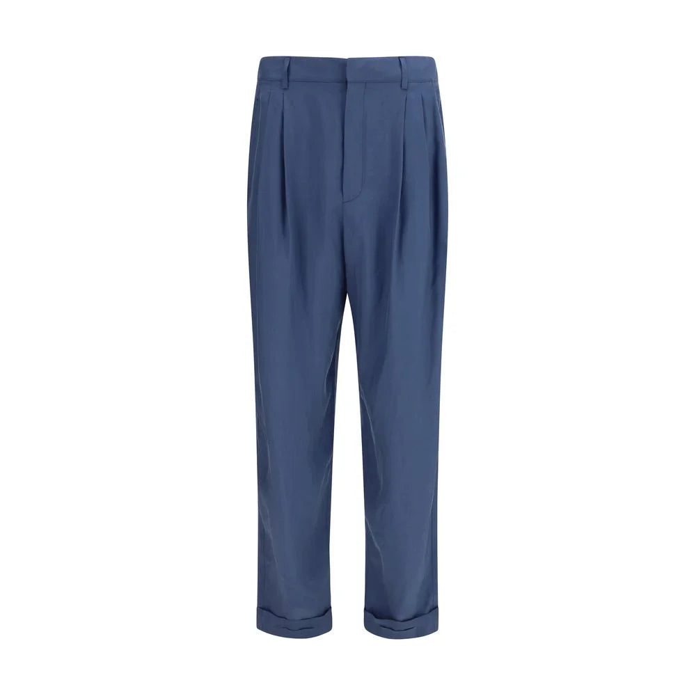 Saint Laurent Blue Silk Dress Pants - IT46 | S