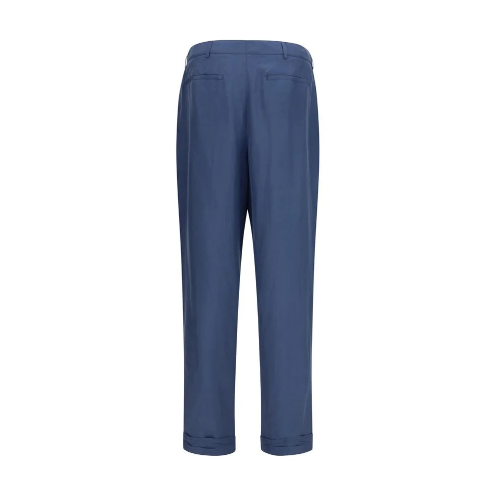 Saint Laurent Blue Silk Dress Pants - IT46 | S