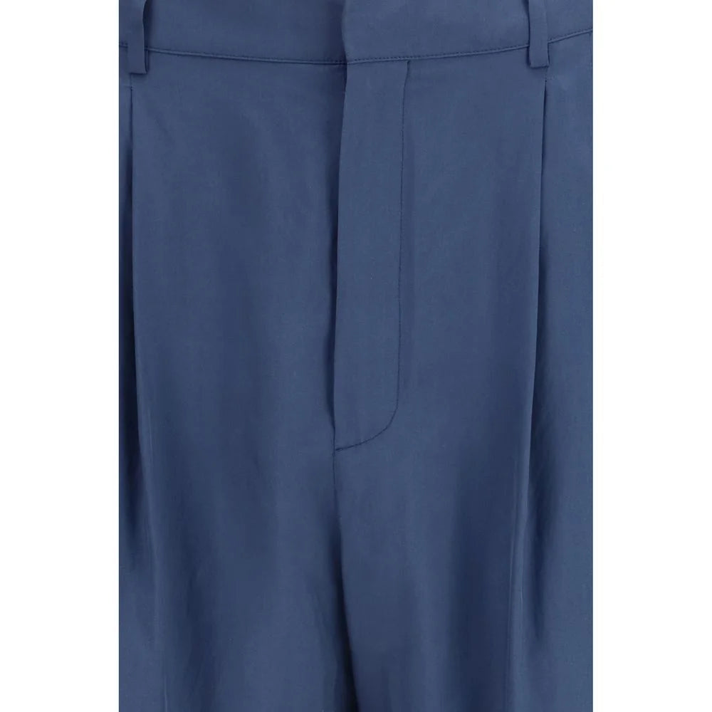 Saint Laurent Blue Silk Dress Pants - IT46 | S