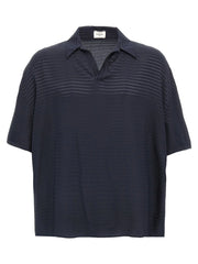Saint Laurent Blue Silk Polo Shirt - L