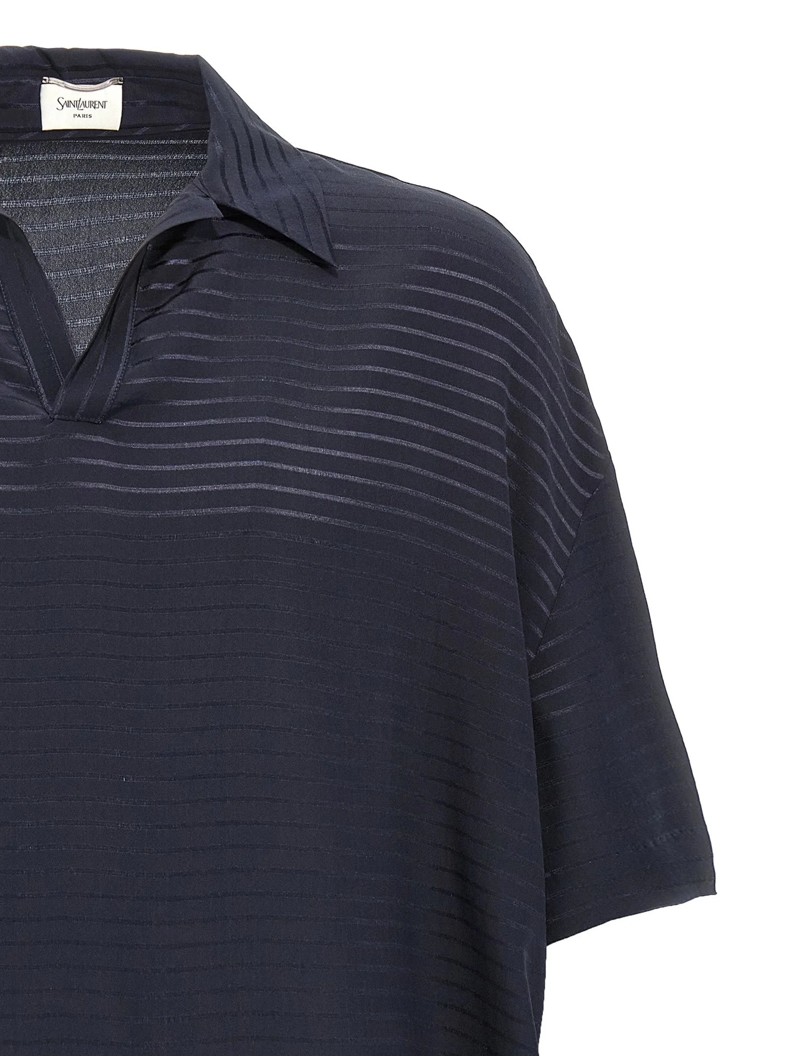 Saint Laurent Blue Silk Polo Shirt - L
