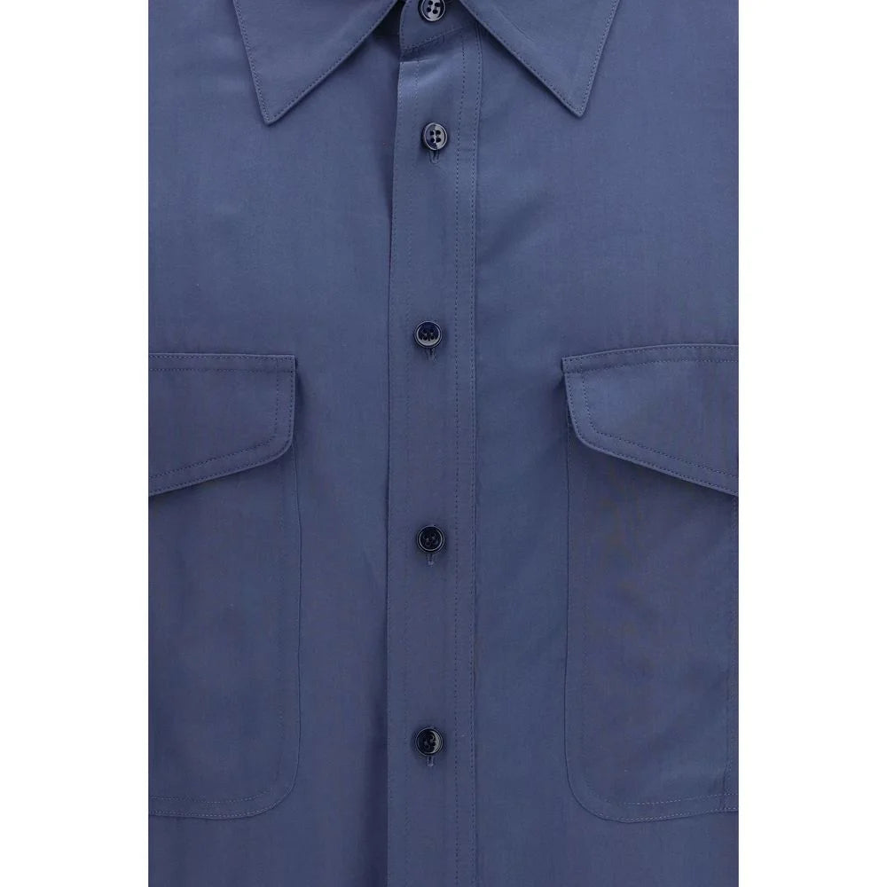 Saint Laurent Blue Viscose Dress Shirt - 40