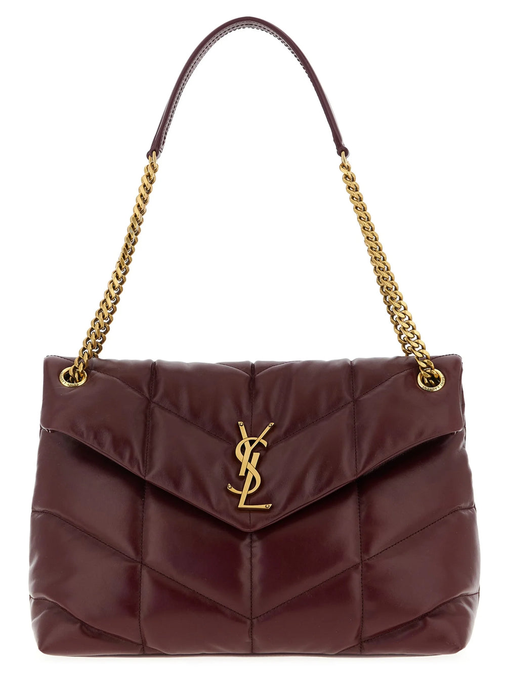 Saint Laurent Bordeaux Calfskin Shoulder Bag
