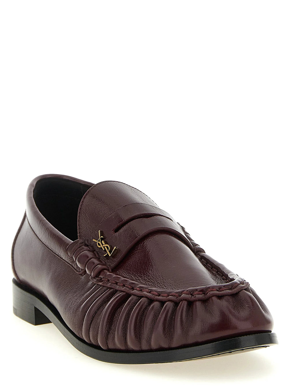 Saint Laurent Bordeaux Calfskin Slip-On Loafers - EU40/US10