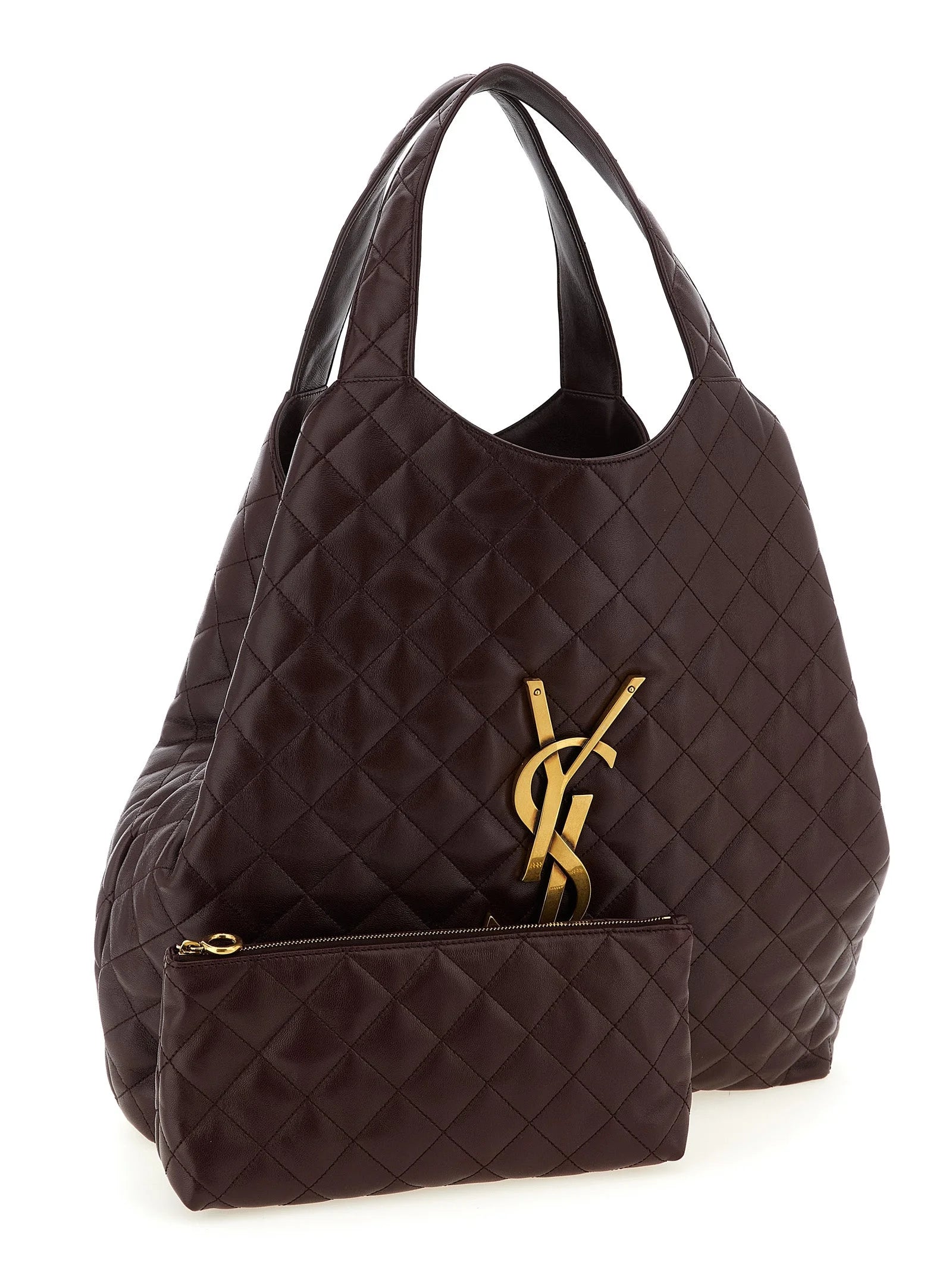 Saint Laurent Bordeaux Lamb Leather Tote Bag