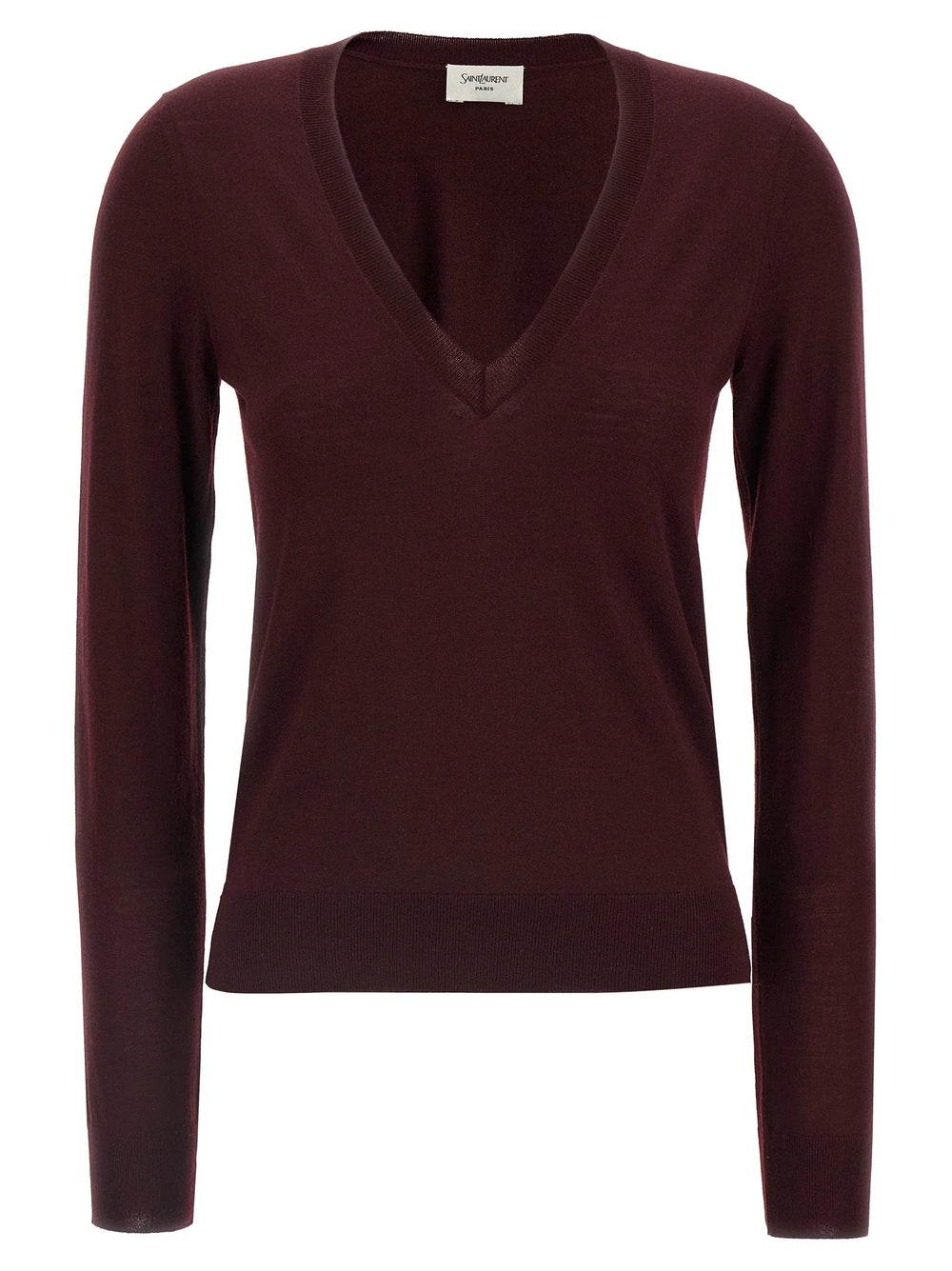 Saint Laurent Bordeaux Virgin Wool Cardigan - S