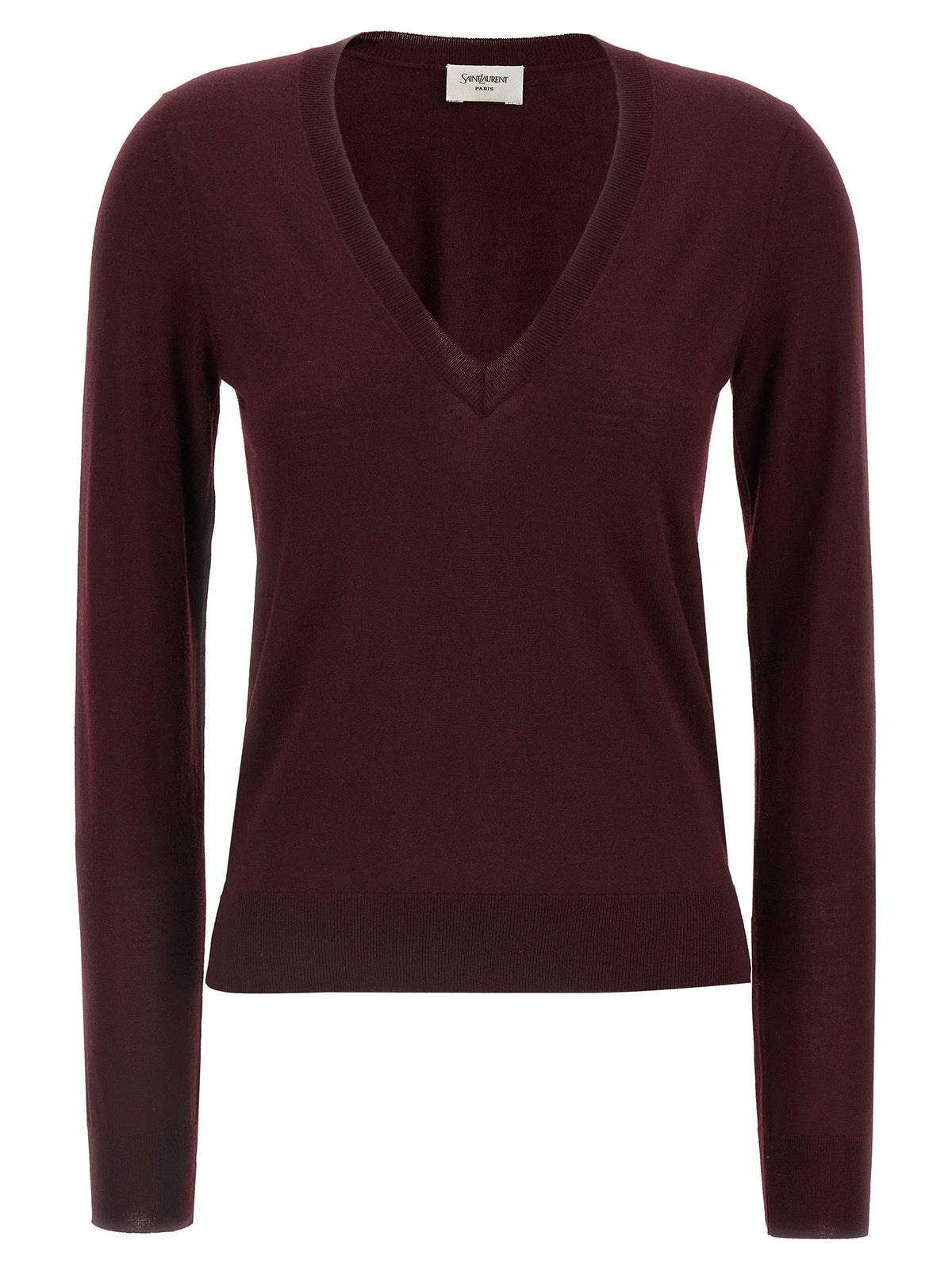 Saint Laurent Bordeaux Virgin Wool Cardigan - S